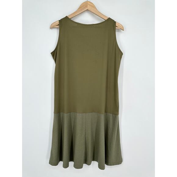 NIKO AND… Sleeveless Tank Dress Knee Length Mixed Fabric Jersey Sheath Green - Picture 5 of 10